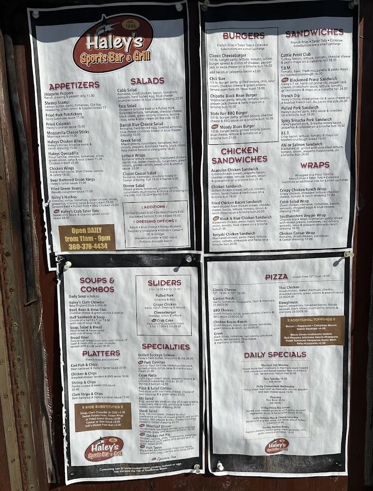 Haley's Sports Bar & Grill Menu image 2