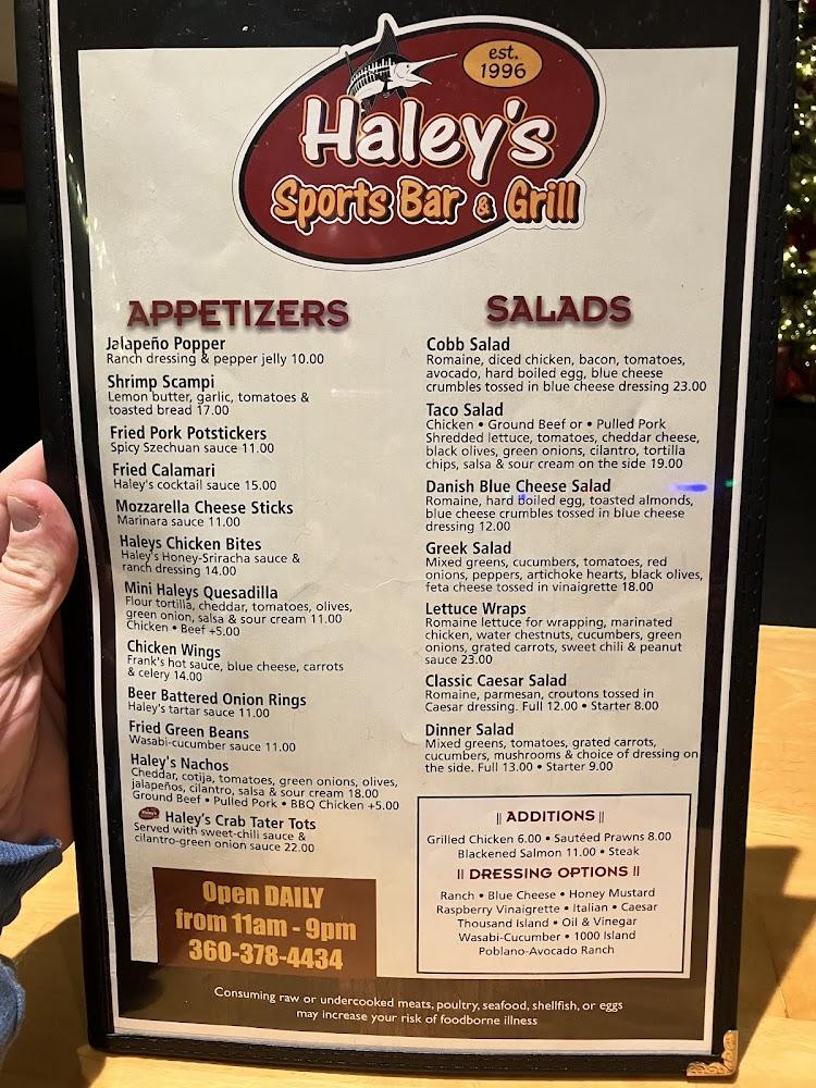 Haley's Sports Bar & Grill Menu image 3