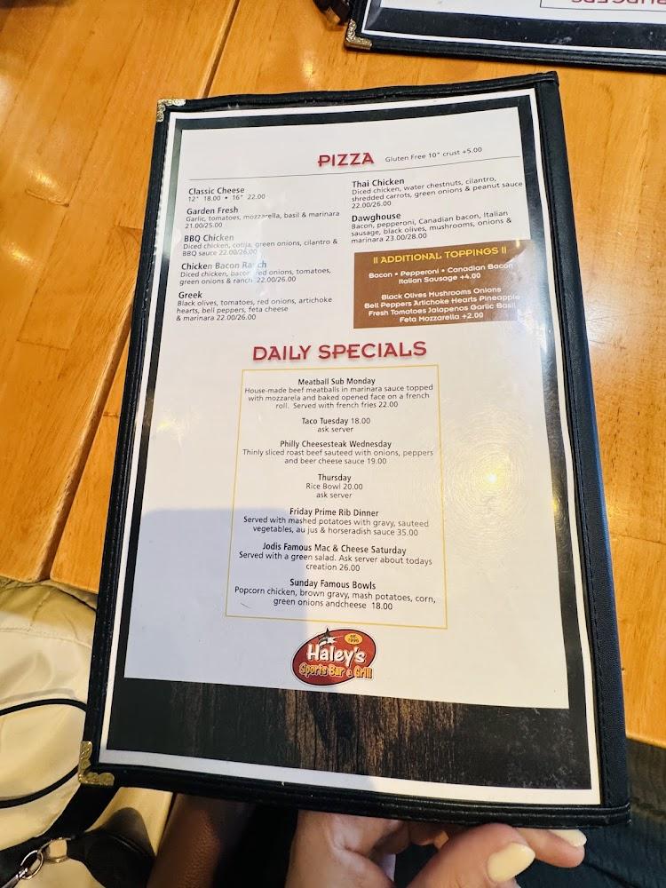 Haley's Sports Bar & Grill Menu image 4